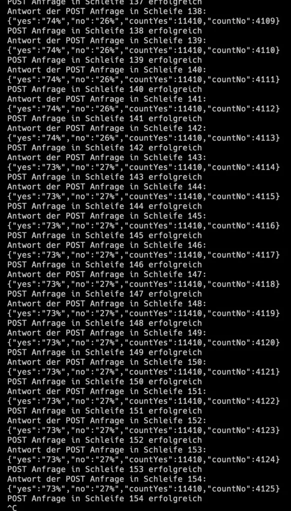 Konsole mit POST Anfrage Ergebnissen