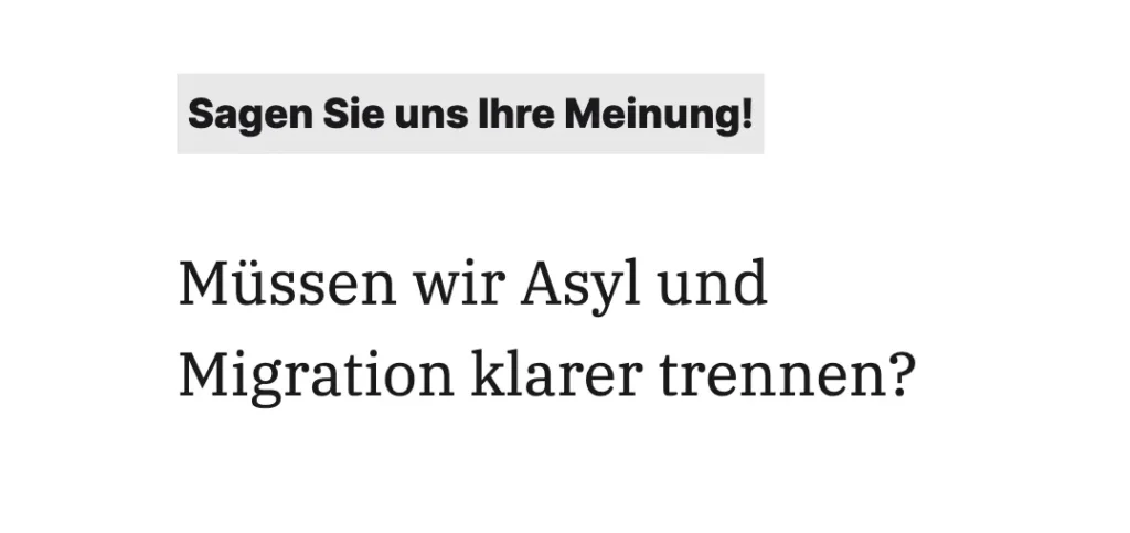 Umfrage über Asyl und Migration.